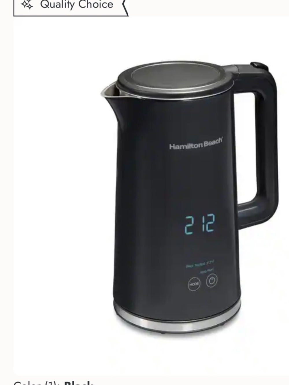 Hamilton Beach 1.7 Liter Cool Touch Digital Kettle